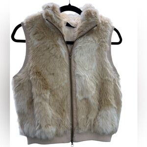 Tildon Cream and Tan Faux Fur Vest